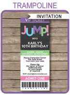 Trampoline Party Ticket Invitations | Trampoline Birthday Party | Girls