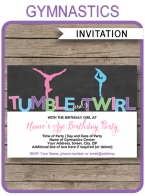 Gymnastics Party Invitations | Printable Theme Template