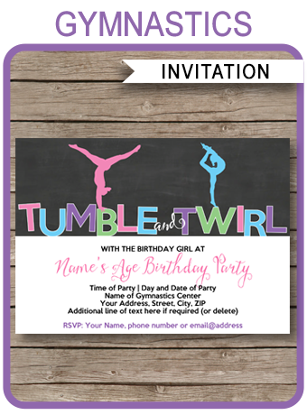 Gymnastics Party Invitations | Printable Theme Template