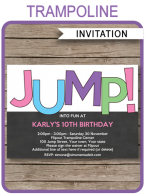 Trampoline Birthday Party Invitations Template – girls