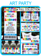 Art Party Printables, Invitations & Decorations