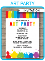 Art Party Invitations Template
