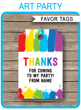 Art Party Favor Tags - Paint Party - Birthday Party Favors - INSTANT DOWNLOAD
