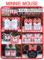 Minnie Mouse Birthday Party Printables, Invitations & Decorations – red