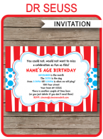 Dr Seuss Party Invitations Template
