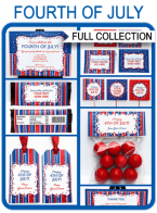 Fourth of July Party Printables | 4th of July | July 4th | Editable DIY Theme Templates