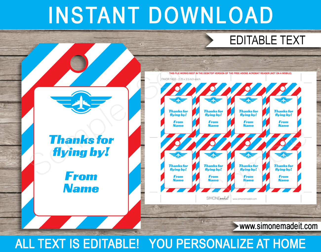 Airplane Theme Favor Tags