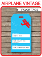 Airplane Birthday Party Luggage Favor Tags | Thank You Tags | Editable Birthday Party Template