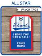 All Star Party Favor Tags Template