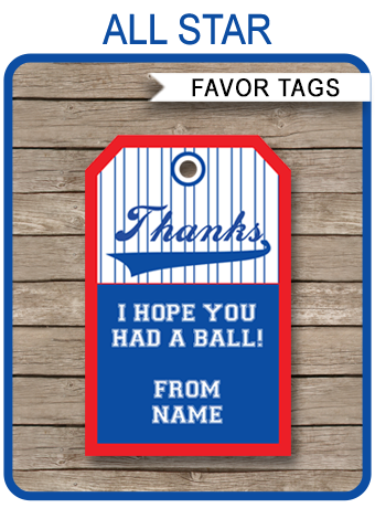 All Star Party Favor Tags Template Thank You Tags Sports