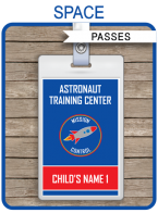 Space Party Astronaut Training Passes template