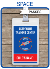 Space Party Astronaut Training Passes | Custom Party Favors | Editable DIY Template