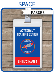 Space Party Astronaut Training Passes | Custom Party Favors | Editable DIY Template