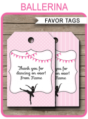 Ballerina Party Favor Tags | Thank You Tags | Editable Birthday Party Template