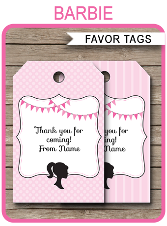 Barbie Party Favor Tags template