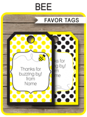 Bee Party Favor Tags | Thank You Tags | Editable Birthday Party Template