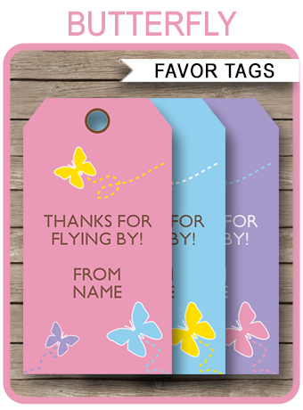 Butterfly Favor Tags Thank You Tags Birthday Party Favors 