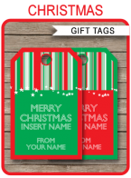 Christmas Gift Tags Template – red & green