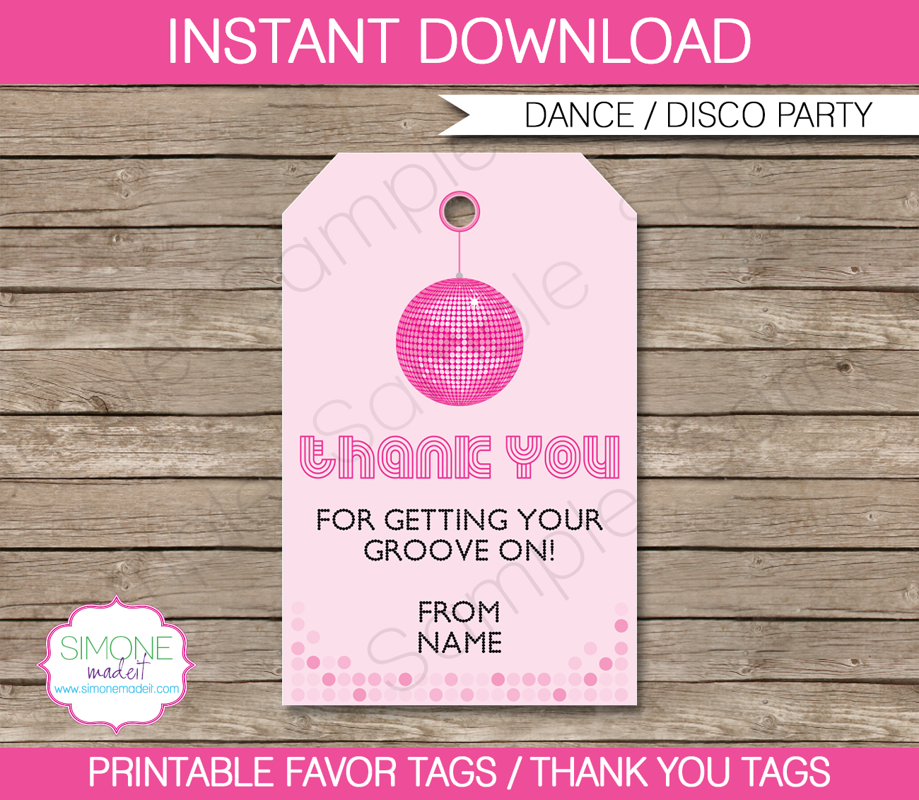 Dance Party Favor Tags | Thank You Tags | Disco Birthday Party | Editable DIY Template | $3.00 INSTANT DOWNLOAD via SIMONEmadeit.com
