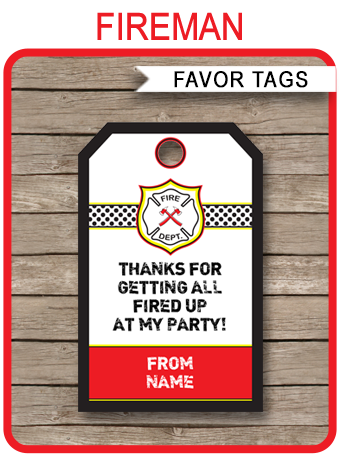 Fireman Party Favor Tags | Thank You Tags | Birthday Party