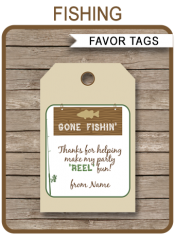 Fishing Party Favor Tags | Thank You Tags | Birthday Party | Editable DIY Template