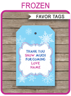 Frozen Party Favor Tags | Thank You Tags | Birthday Party | Editable DIY Template