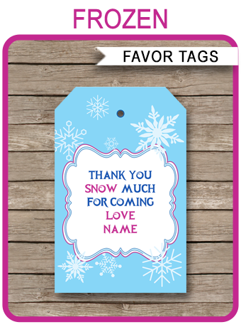 Frozen Party Favor Tags Template | Thank You Tags | Editable