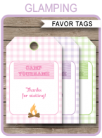 Glamping Party Favor Tags template