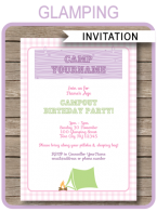 Glamping Birthday Party Invitations Template