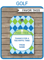 Golf Party Favor Tags | Thank You Tags | Birthday Party | Editable Template