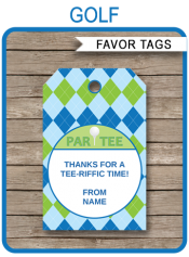 Golf Party Favor Tags | Thank You Tags | Birthday Party | Editable Template