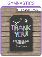 Gymnastics Party Favor Tags template