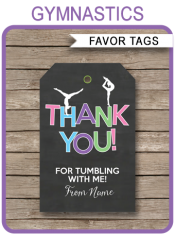 Gymnastics Party Favor Tags | Thank You Tags | Birthday Party | Editable DIY Template
