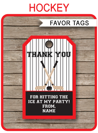 Hockey Birthday Party Favor Tags Thank You Tags