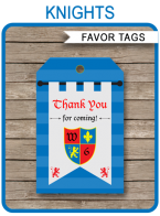 Knight Party Favor Tags template