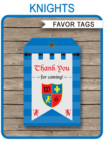 knight party favor tags thank you tags birthday party