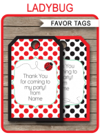 Ladybug Party Favor Tags template