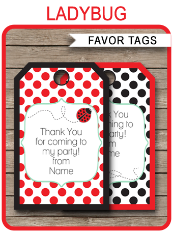 Ladybug Party Favor s Thank You s Birthday Party