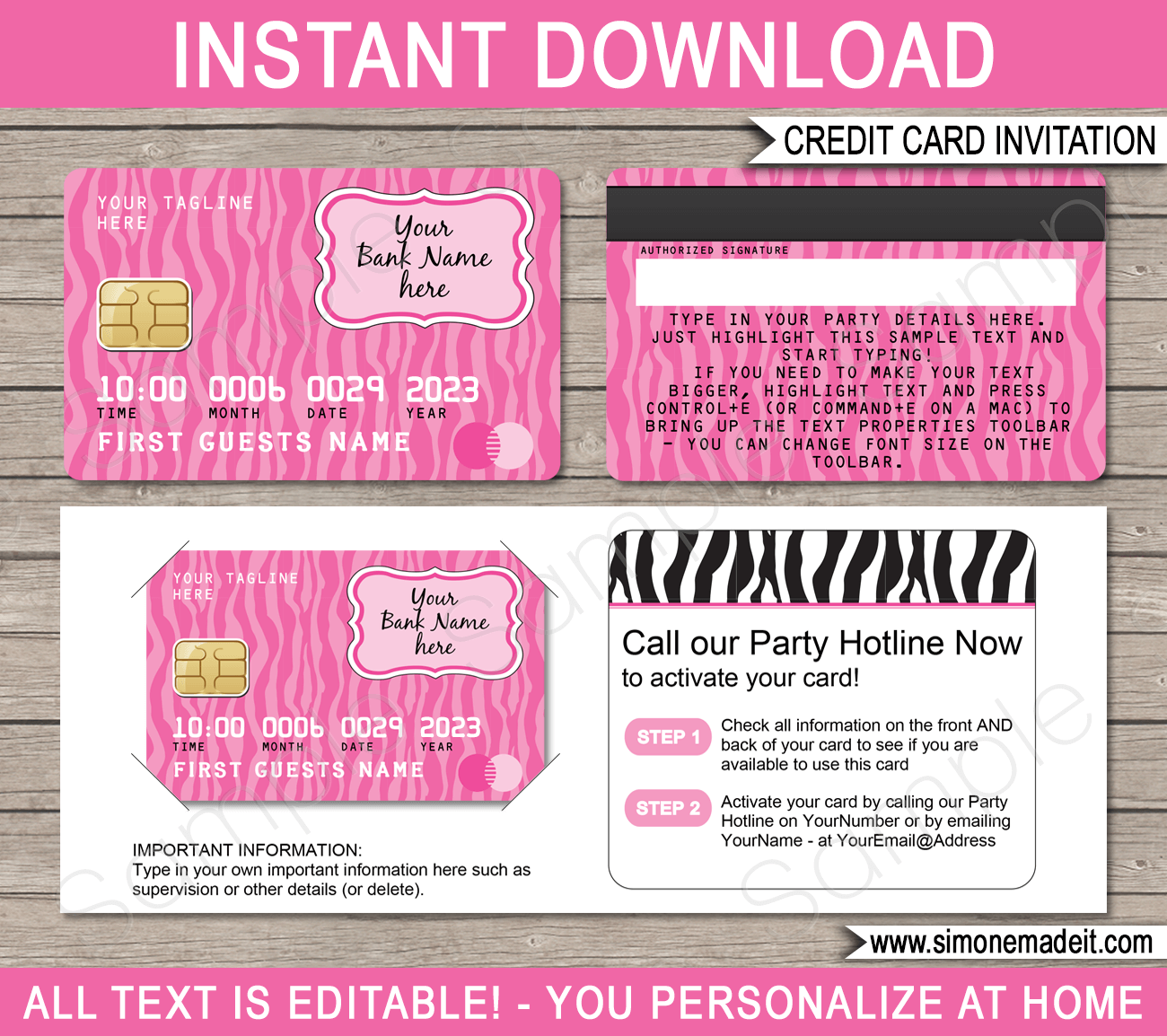 Credit Card Invitations | Mall Scavenger Hunt Party Invitations | Shopping Party Theme | Editable DIY Template | $7.50 INSTANT DOWNLOAD via SIMONEmadeit.com