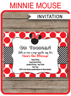 Red Minnie Mouse Birthday Party Invitations | Minnie Mouse Theme | Editable DIY Template