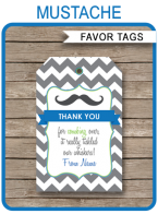 Mustache Party Favor Tags template