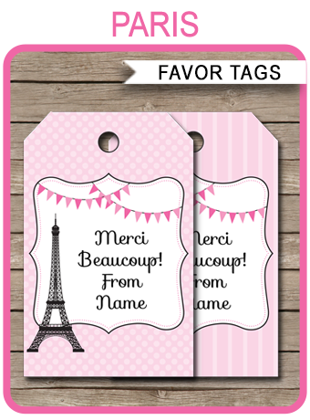 Paris Party Favor Tags | Thank You Tags | Birthday Party