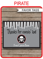 Pirate Party Favor Tags template – red & black