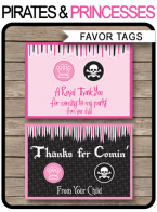 Pirates & Princesses Party Favor Tags template