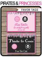 Pirates & Princesses Party Favor Tags template