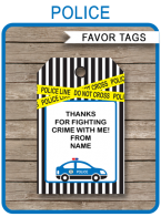 Police Party Favor Tags template