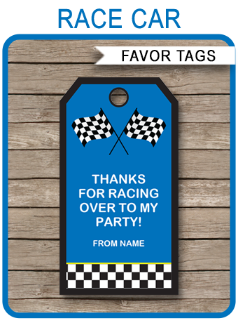 Editable Race Car Thank You Tag Vintage Car Favor Tag INSTANT DOWNLOAD Race Car Favor Tag
