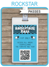 Rockstar Birthday Party Backstage Passes | Party Favors | Concert Theme | Editable DIY Template