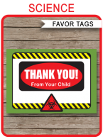 Science Party Favor Tags template