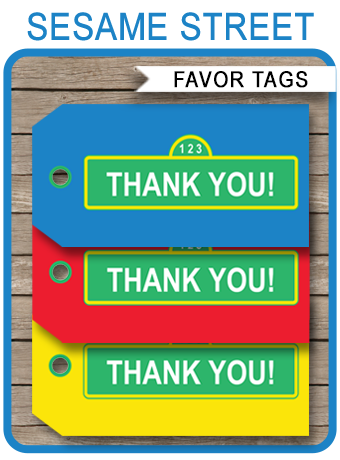 Sesame Street Birthday Party Favor Tags Template | Thank You Tags